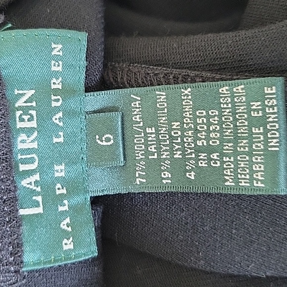 LRL Lauren Ralph Lauren Black Wool Straight Leg Trousers Size 6 - Picture 6 of 7